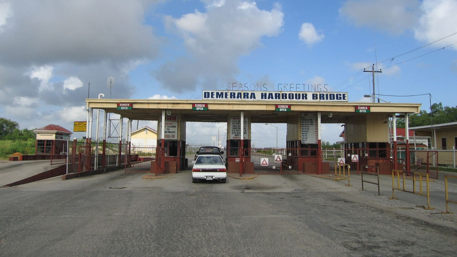 The Demerara Harbour Bridge crossing the Demerara River, downstream of Linden.